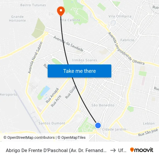 Abrigo De Frente D'Paschoal (Av. Dr. Fernando Costa) to Uftm map