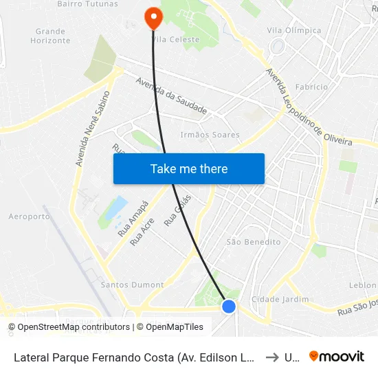 Lateral Parque Fernando Costa (Av. Edilson Lamartine Mendes) to Uftm map
