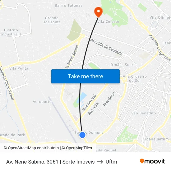 Av. Nenê Sabino, 3061 | Sorte Imóveis to Uftm map