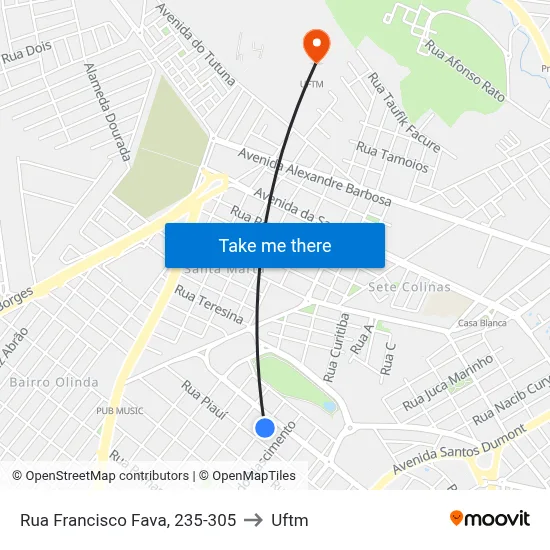 Rua Francisco Fava, 235-305 to Uftm map