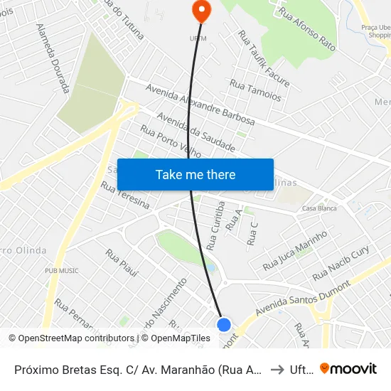 Próximo Bretas Esq. C/ Av. Maranhão (Rua Amapá) to Uftm map