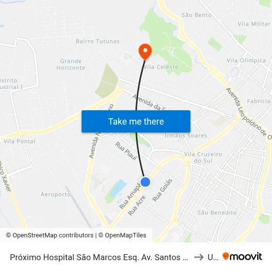 Próximo Hospital São Marcos Esq. Av. Santos Dumont (Rua Rio Grande Do Norte) to Uftm map