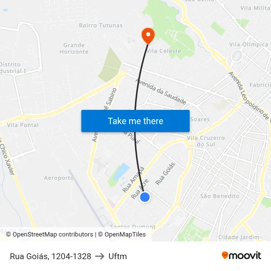 Rua Goiás, 1204-1328 to Uftm map