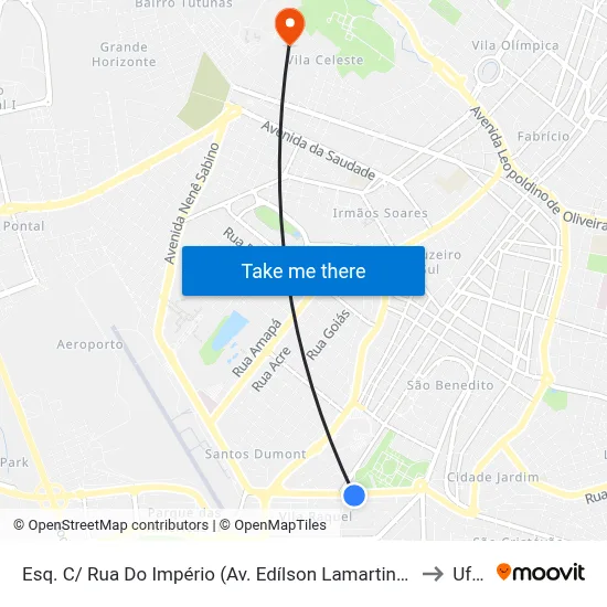 Esq. C/ Rua Do Império (Av. Edílson Lamartine Mendes) to Uftm map