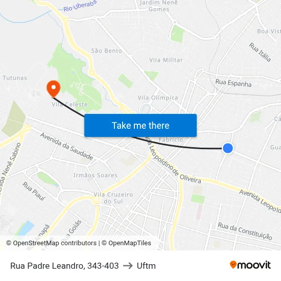 Rua Padre Leandro, 343-403 to Uftm map