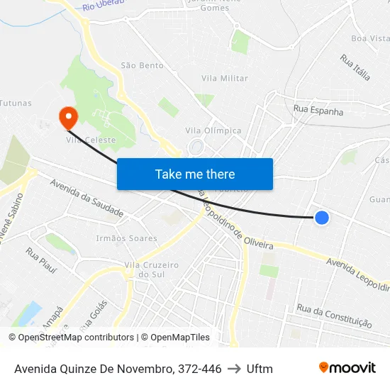Avenida Quinze De Novembro, 372-446 to Uftm map