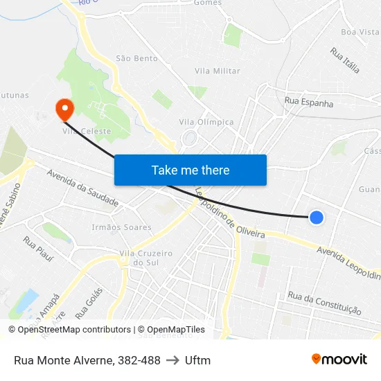 Rua Monte Alverne, 382-488 to Uftm map