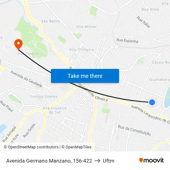 Avenida Germano Manzano, 156-422 to Uftm map