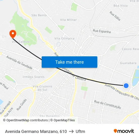 Avenida Germano Manzano, 610 to Uftm map