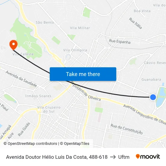 Avenida Doutor Hélio Luís Da Costa, 488-618 to Uftm map