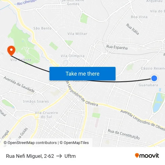 Rua Nefi Miguel, 2-62 to Uftm map