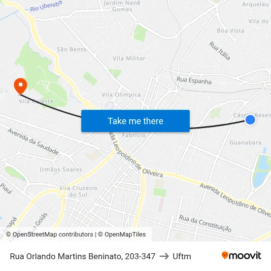Rua Orlando Martins Beninato, 203-347 to Uftm map