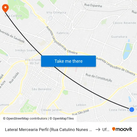 Lateral Mercearia Perfil (Rua Catulino Nunes Dos Santos) to Uftm map