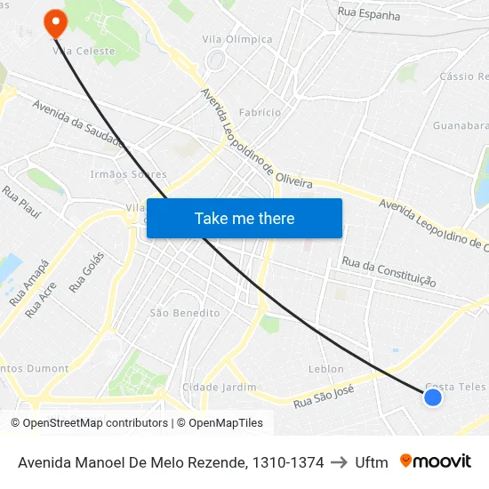 Avenida Manoel De Melo Rezende, 1310-1374 to Uftm map