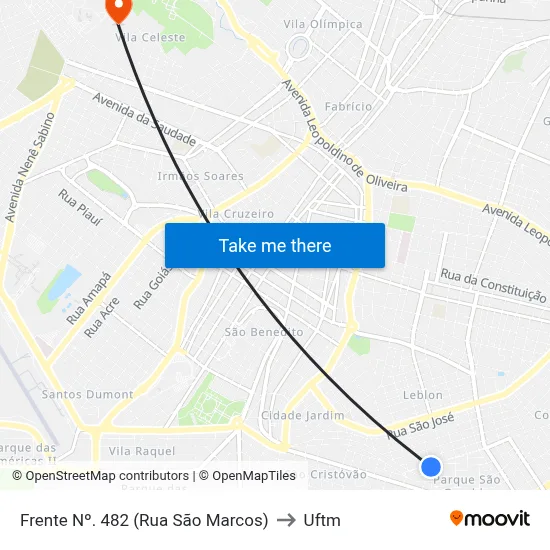 Frente Nº. 482 (Rua São Marcos) to Uftm map
