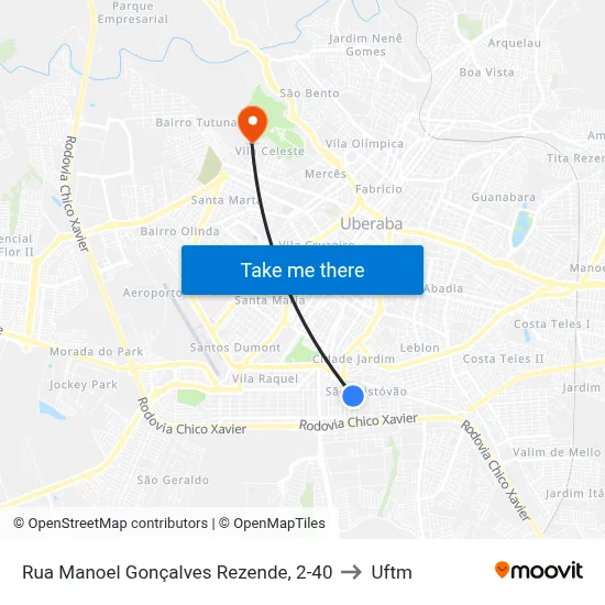 Rua Manoel Gonçalves Rezende, 2-40 to Uftm map