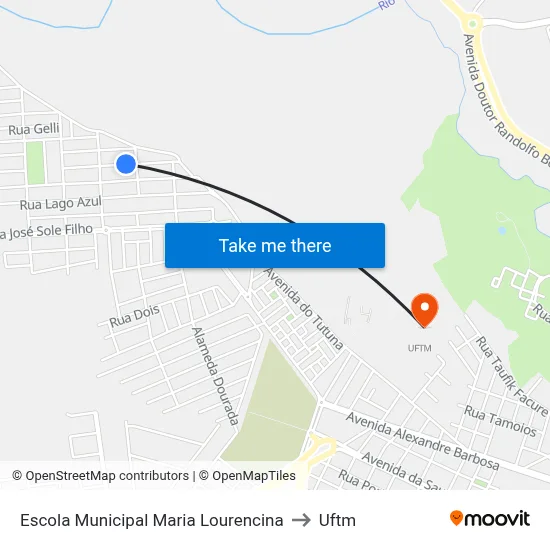 Escola Municipal Maria Lourencina to Uftm map