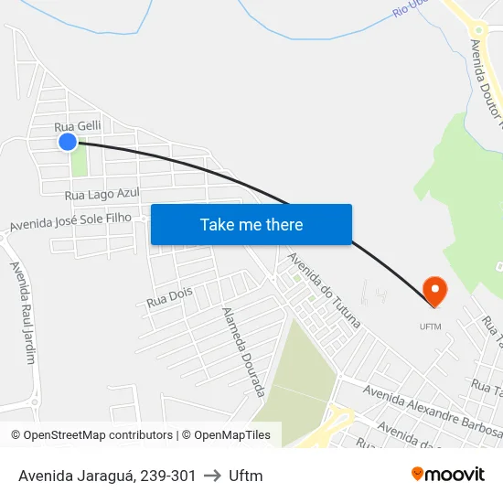 Avenida Jaraguá, 239-301 to Uftm map