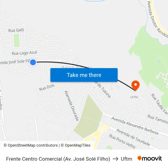 Frente Centro Comercial (Av. José Solé Filho) to Uftm map