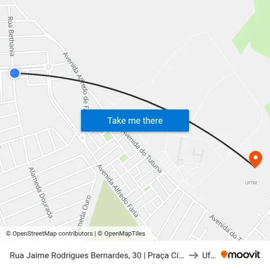 Rua Jaime Rodrigues Bernardes, 30 | Praça Cícero Siqueira to Uftm map