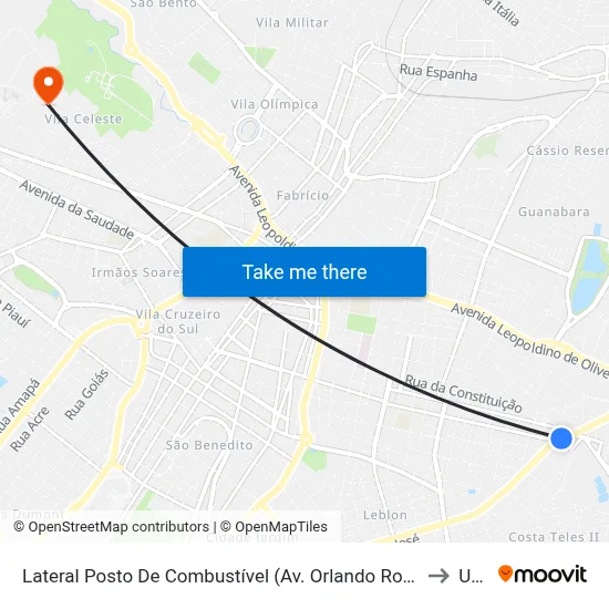 Lateral Posto De Combustível (Av. Orlando Rodrigues Da Cunha) to Uftm map