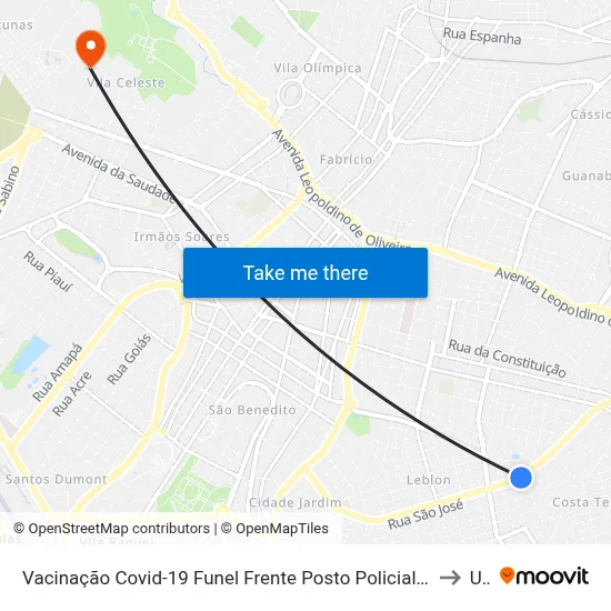 Vacinação Covid-19 Funel Frente Posto Policial Aisp Abadia (Av. Orlando Rodrigues Da Cunha) to Uftm map