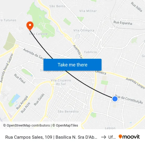 Rua Campos Sales, 109 | Basílica N. Sra D'Abadia / Praça to Uftm map