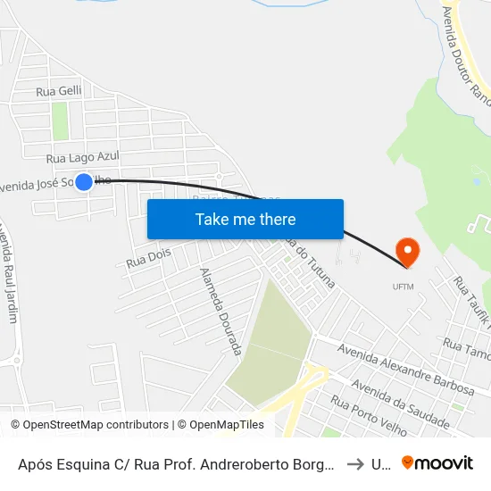 Após Esquina C/ Rua Prof. Andreroberto Borges (Av. José Sole Filho) to Uftm map