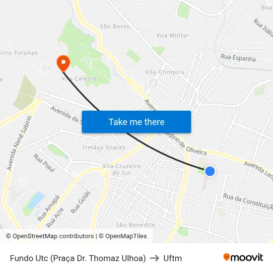 Fundo Utc (Praça Dr. Thomaz Ulhoa) to Uftm map