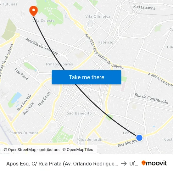 Após Esq. C/ Rua Prata (Av. Orlando Rodrigues Da Cunha) to Uftm map