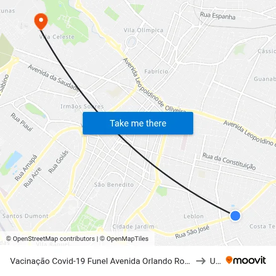 Vacinação Covid-19 Funel Avenida Orlando Rodrigues Da Cunha, 1988-2022 to Uftm map