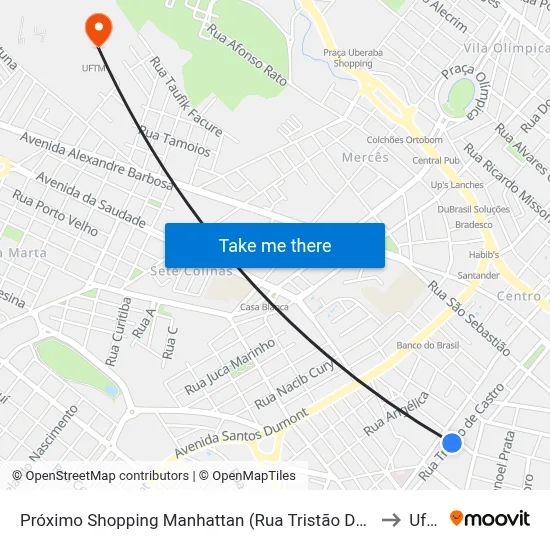 Próximo Shopping Manhattan (Rua Tristão De Castro) to Uftm map