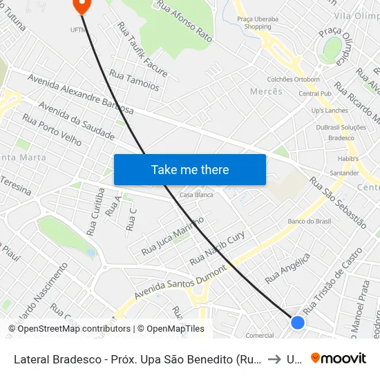 Lateral Bradesco - Próx. Upa São Benedito (Rua Tristão De Castro) to Uftm map