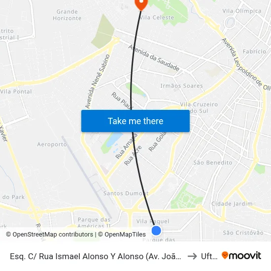 Esq. C/ Rua Ismael Alonso Y Alonso (Av. João Xxiii) to Uftm map