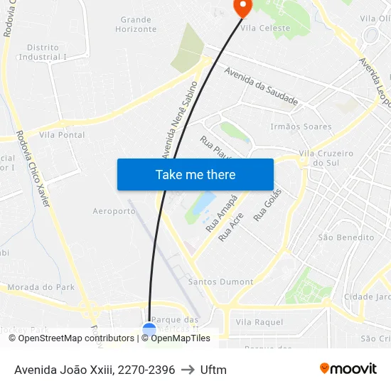 Avenida João Xxiii, 2270-2396 to Uftm map