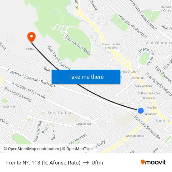 Frente Nº. 113 (R. Afonso Rato) to Uftm map