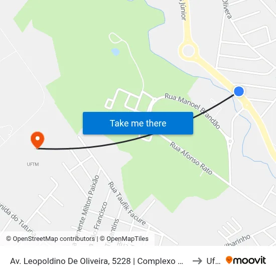 Av. Leopoldino De Oliveira, 5228 | Complexo Do Esportista to Uftm map
