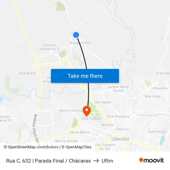 Rua C, 632 | Parada Final / Chácaras to Uftm map