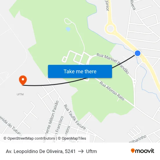 Av. Leopoldino De Oliveira, 5241 to Uftm map