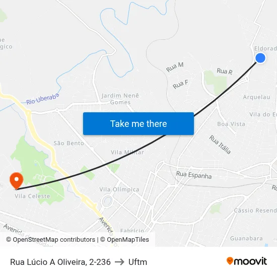 Rua Lúcio A Oliveira, 2-236 to Uftm map