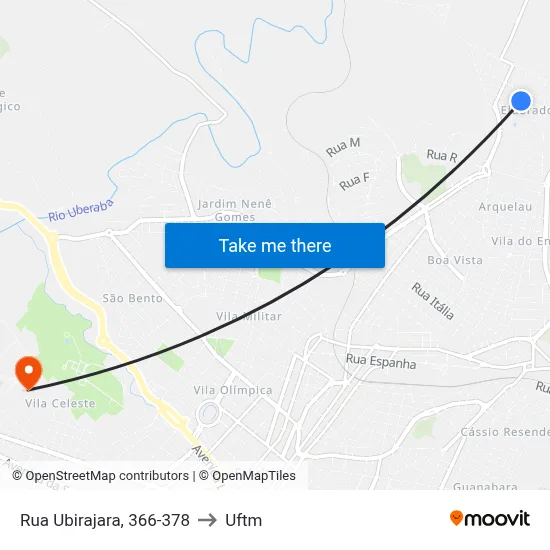 Rua Ubirajara, 366-378 to Uftm map