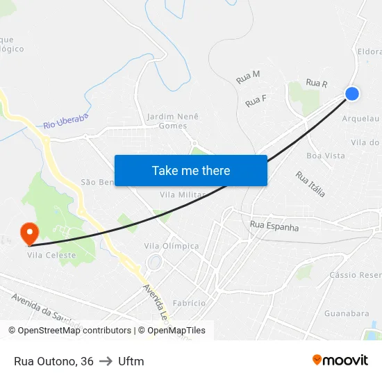 Rua Outono, 36 to Uftm map