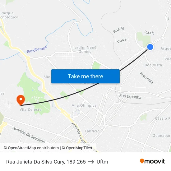 Rua Julieta Da Silva Cury, 189-265 to Uftm map