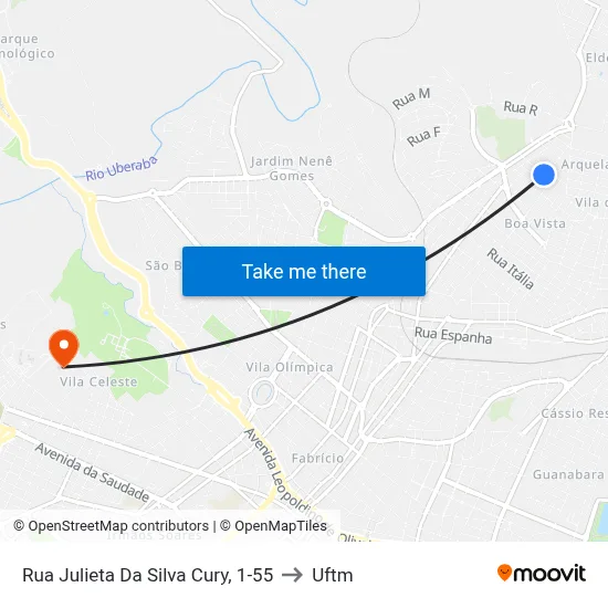 Rua Julieta Da Silva Cury, 1-55 to Uftm map