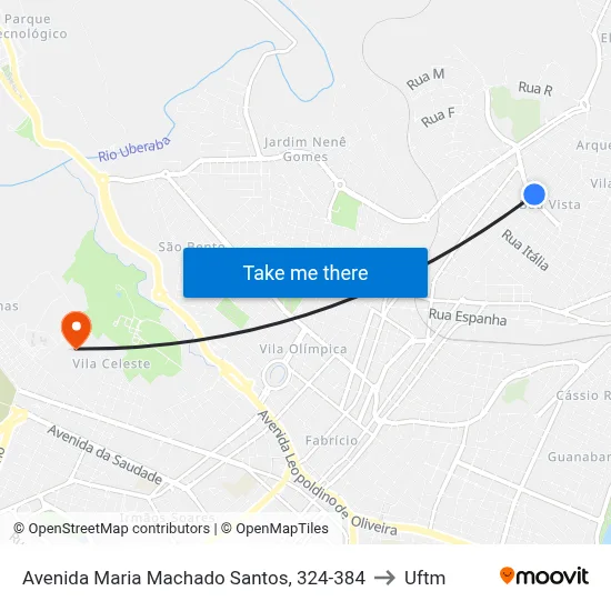 Avenida Maria Machado Santos, 324-384 to Uftm map