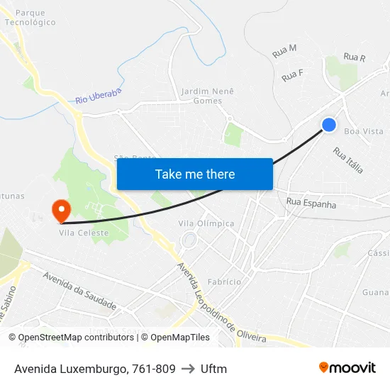 Avenida Luxemburgo, 761-809 to Uftm map