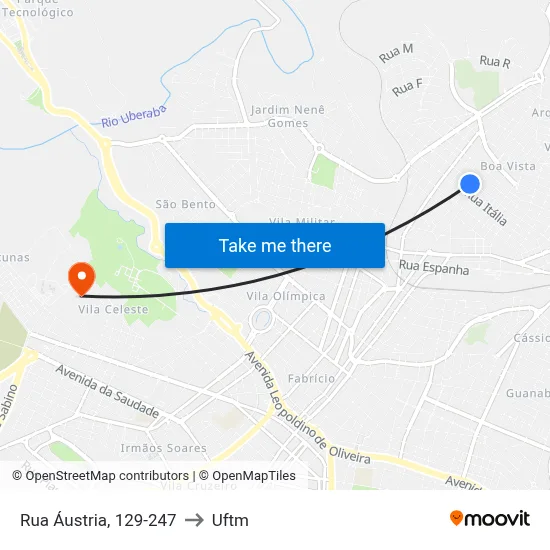 Rua Áustria, 129-247 to Uftm map