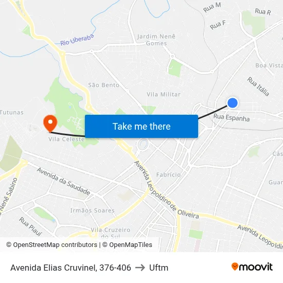 Avenida Elias Cruvinel, 376-406 to Uftm map