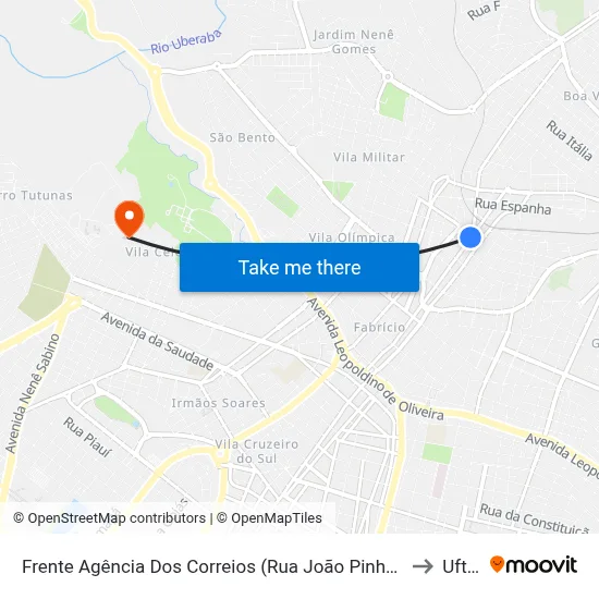 Frente Agência Dos Correios (Rua João Pinheiro) to Uftm map