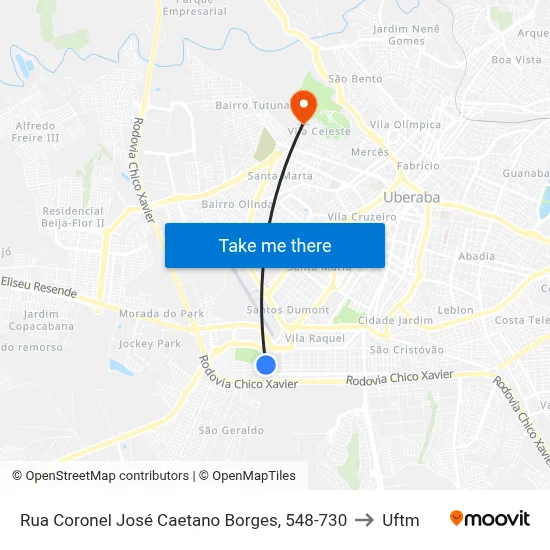 Rua Coronel José Caetano Borges, 548-730 to Uftm map